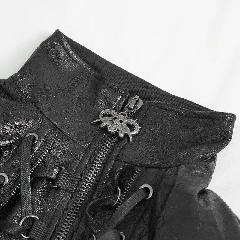Punk-Jacke mit knisternder Schnalle und Stehkragen für Damen