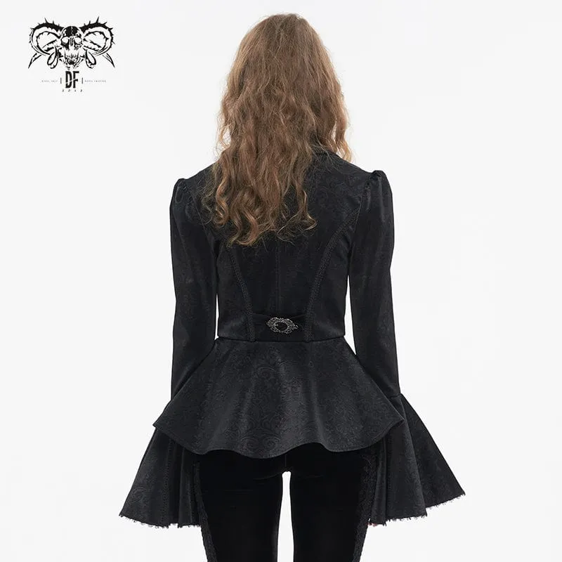 Gothic-Jacke mit Rüschenkragen und ausgestellten Ärmeln für Damen