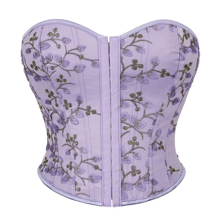 Damen Gothic-Vollbrustkorsett mit Blumenstickerei