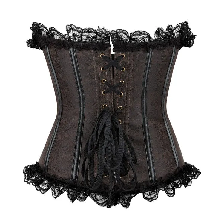 Damen Gothic Kunstleder Splice Lace Vollbrustkorsett
