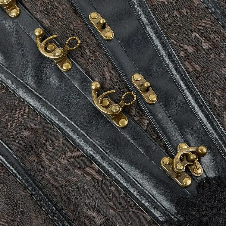 Damen Gothic Kunstleder Splice Lace Vollbrustkorsett