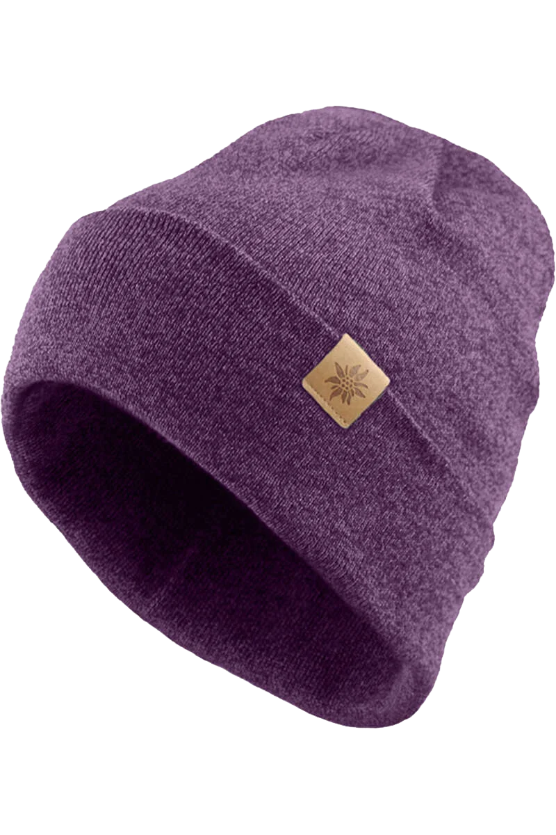 Beanie-Mütze mit kleinem Edelweiß-Lederpatch
