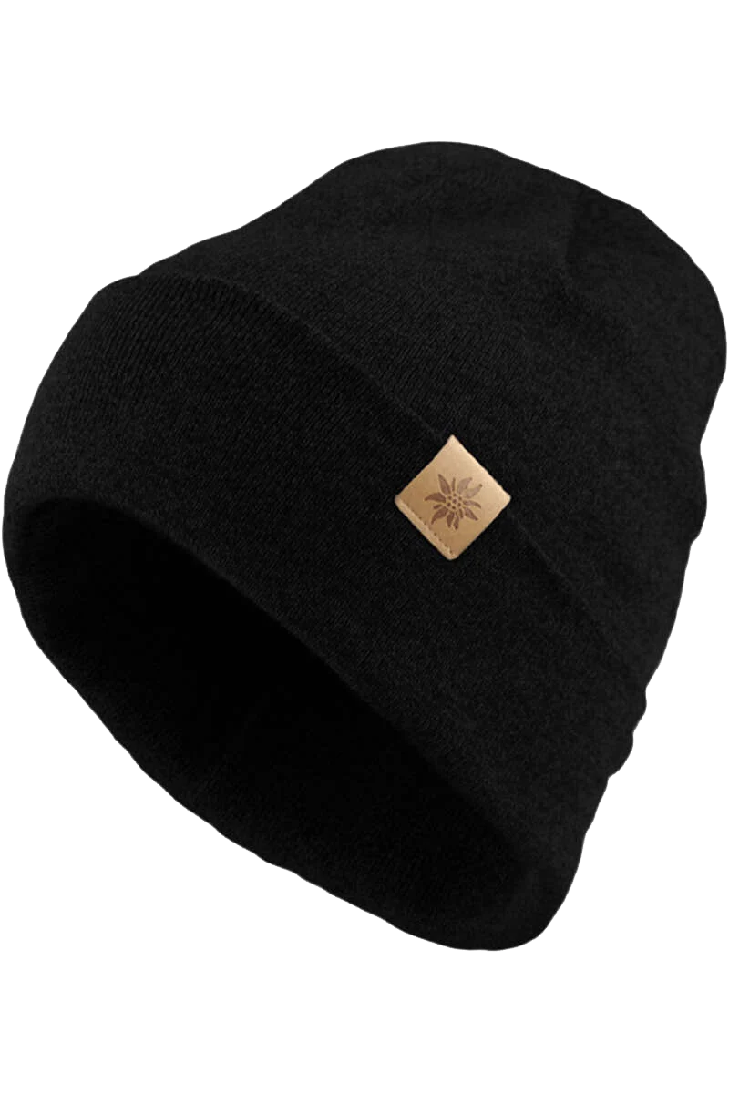 Beanie-Mütze mit kleinem Edelweiß-Lederpatch