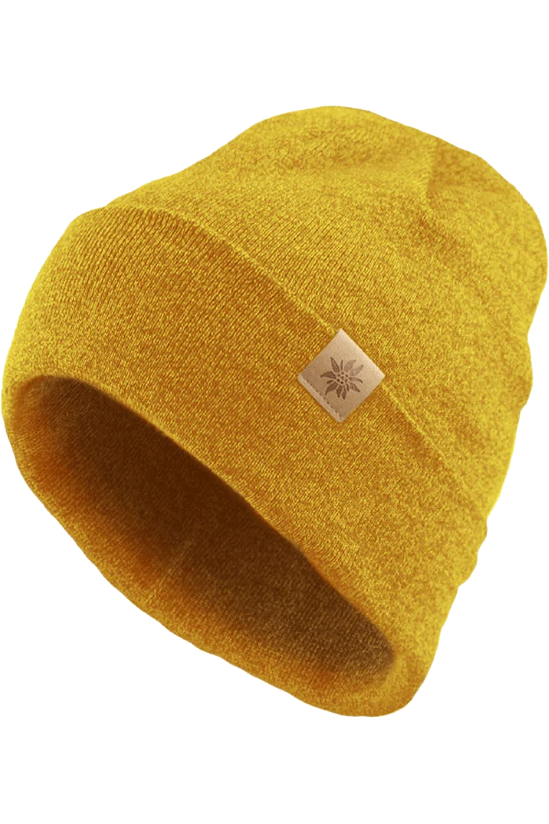 Beanie-Mütze mit kleinem Edelweiß-Lederpatch