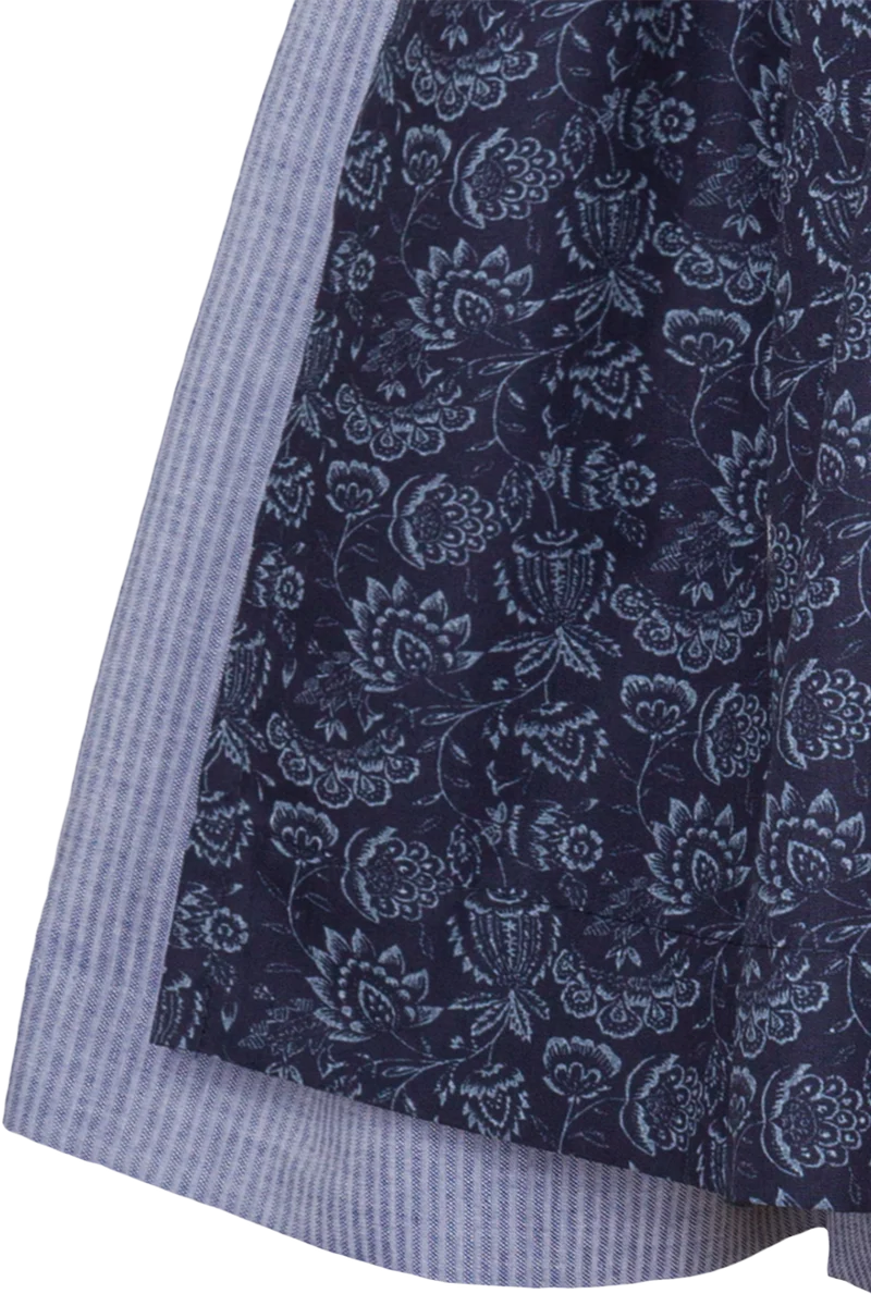 Kinderdirndl mit Streifen, floraler Schürze und Bluse