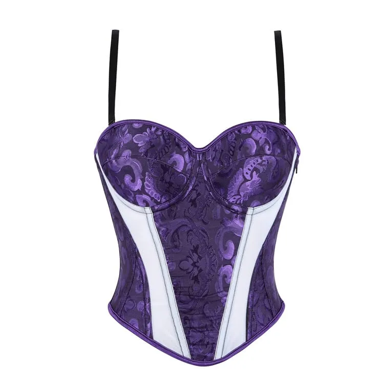 Gothic-Korsett für Damen mit floralem, zweifarbigem Muster und Überbrustumfang
