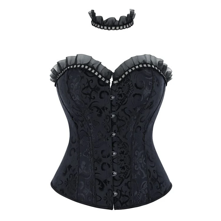 Gothic-Jacquard-Schnürkorsett für Damen mit Choker