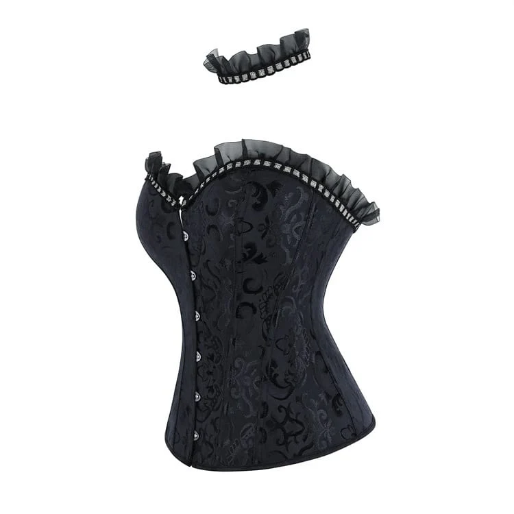Gothic-Jacquard-Schnürkorsett für Damen mit Choker