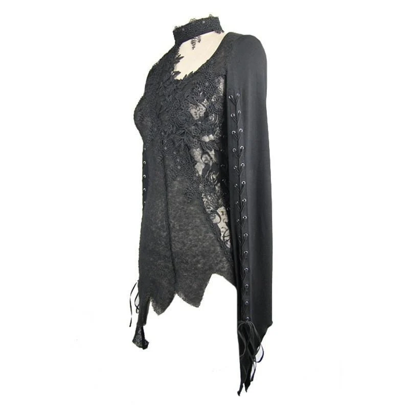 Asymmetrisches, spitzenbesetztes Goth-Top für Damen