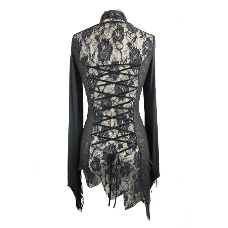 Asymmetrisches, spitzenbesetztes Goth-Top für Damen