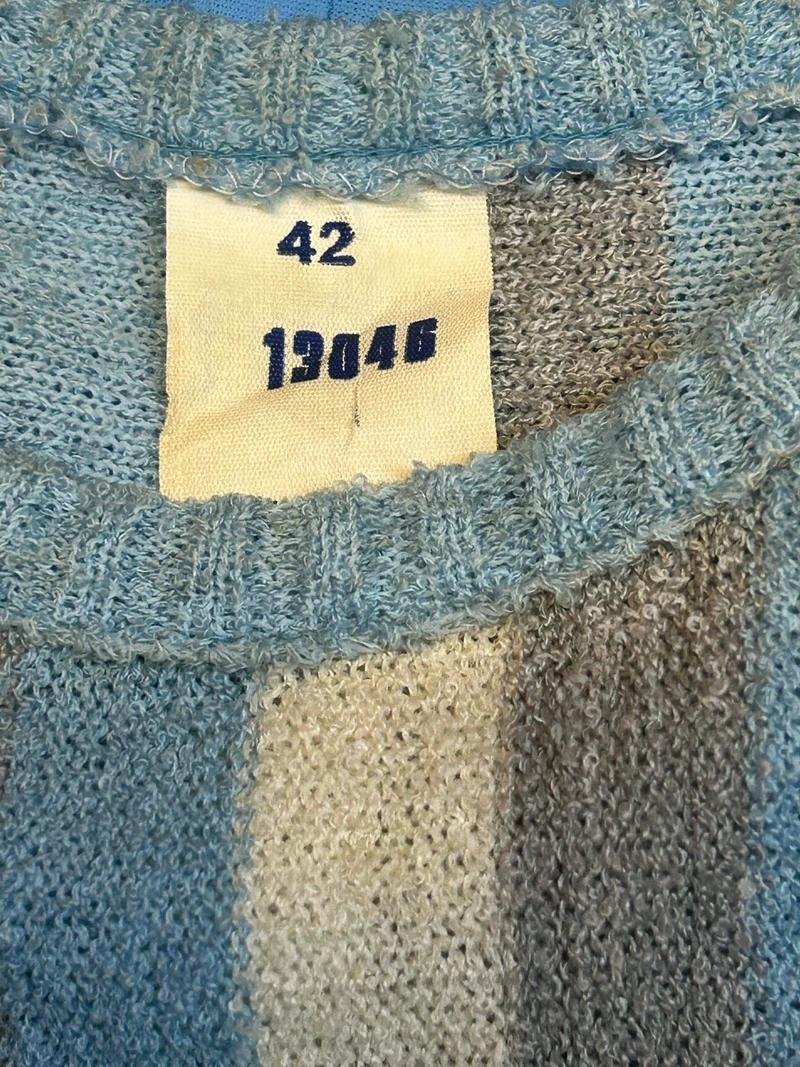 Vintage Strick-Kostüm Damen Gr. 42 – Hellblau