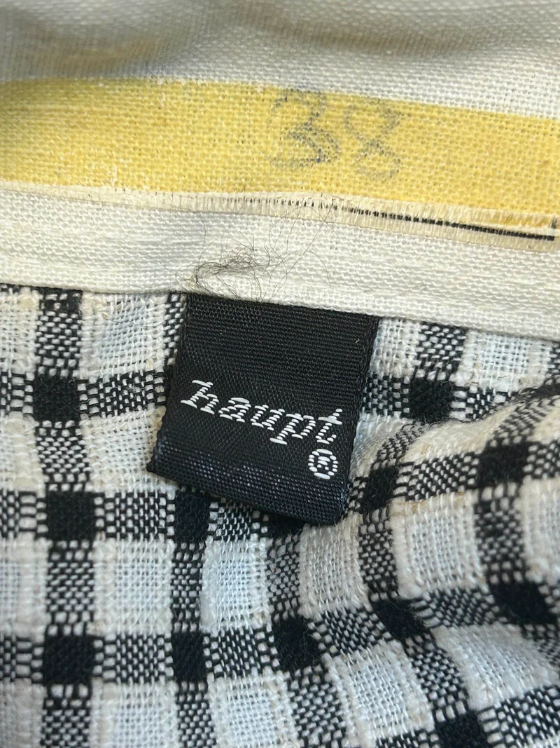 1970er Vintage Karohemd Herren Gr. 38 – Schwarz Weiß Retro Hemd