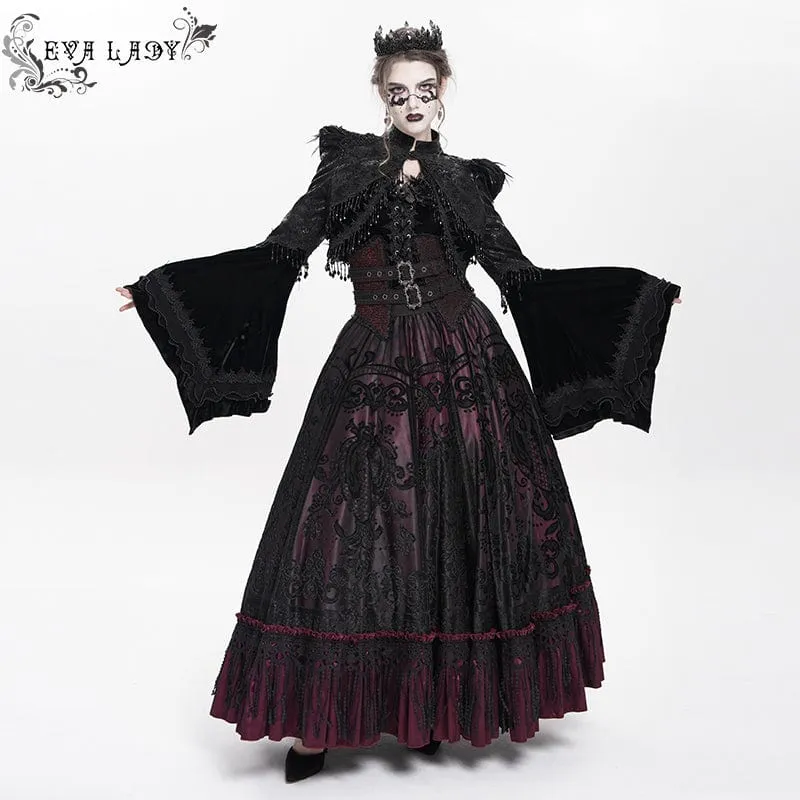 Gothic-Kurzjacke für Damen mit Blumenstickerei und Perlen