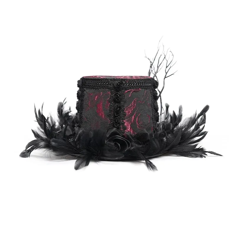 Gothic-Blumenfederhut für Damen