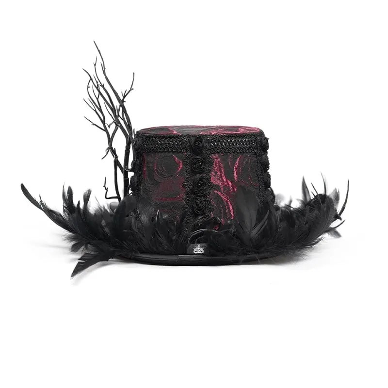 Gothic-Blumenfederhut für Damen