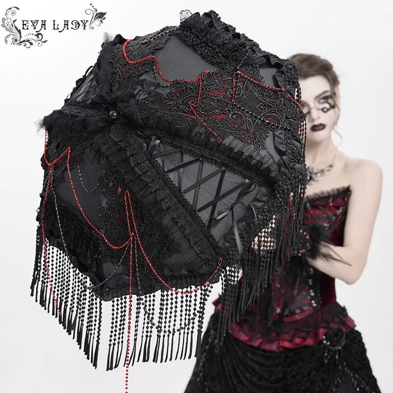 Gothic-Schnür-Quasten-Regenschirm für Damen
