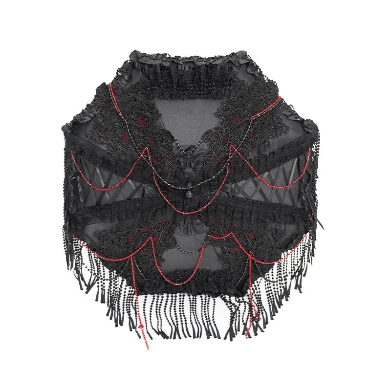 Gothic-Schnür-Quasten-Regenschirm für Damen