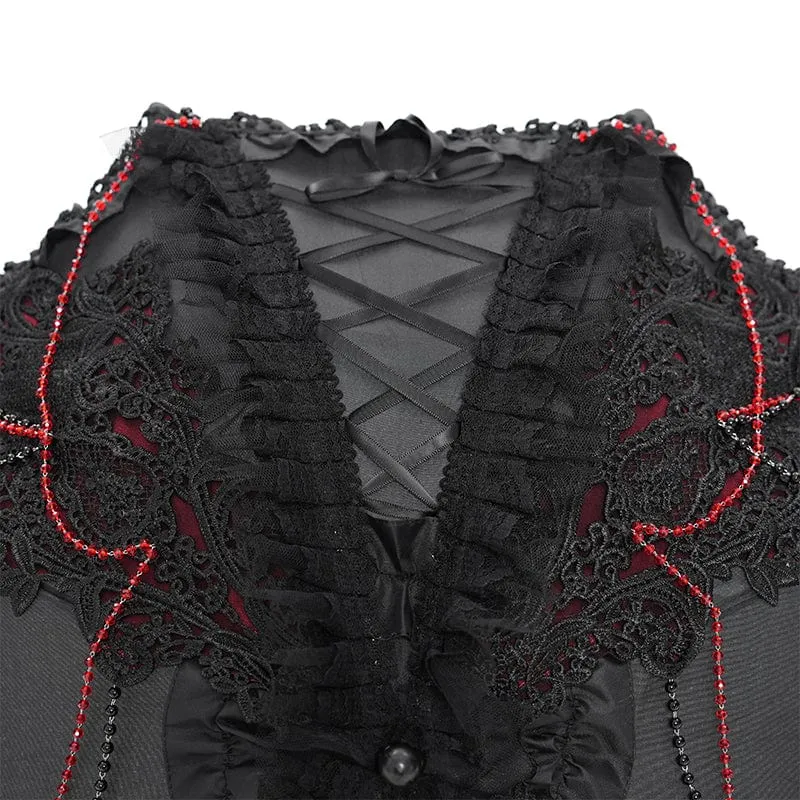 Gothic-Schnür-Quasten-Regenschirm für Damen