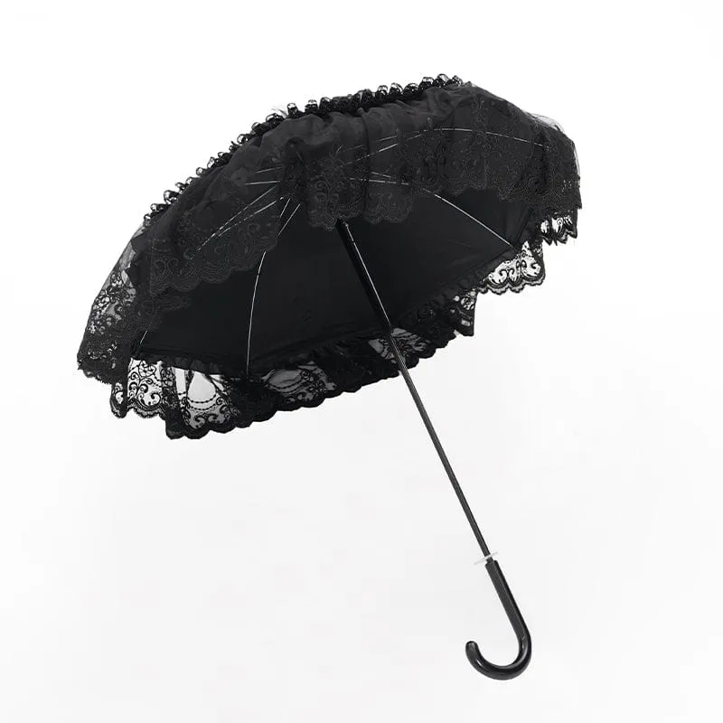 Gotischer Regenschirm mit floraler Spitze für Damen