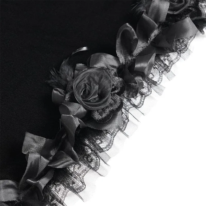 Gothic-Umhang mit Blumenspitze am Rand für Damen