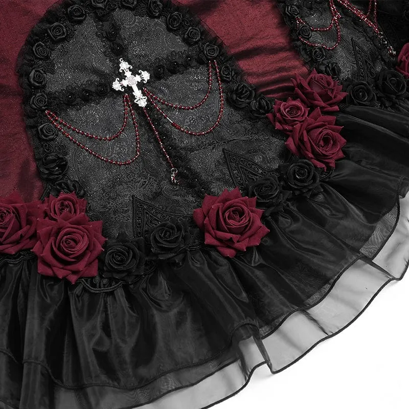 Maßgeschneidertes gotisches Brautkleid mit Rosen-Schleife, Perlenbesatz und schulterfreiem Design, schwarz, mit Schleier