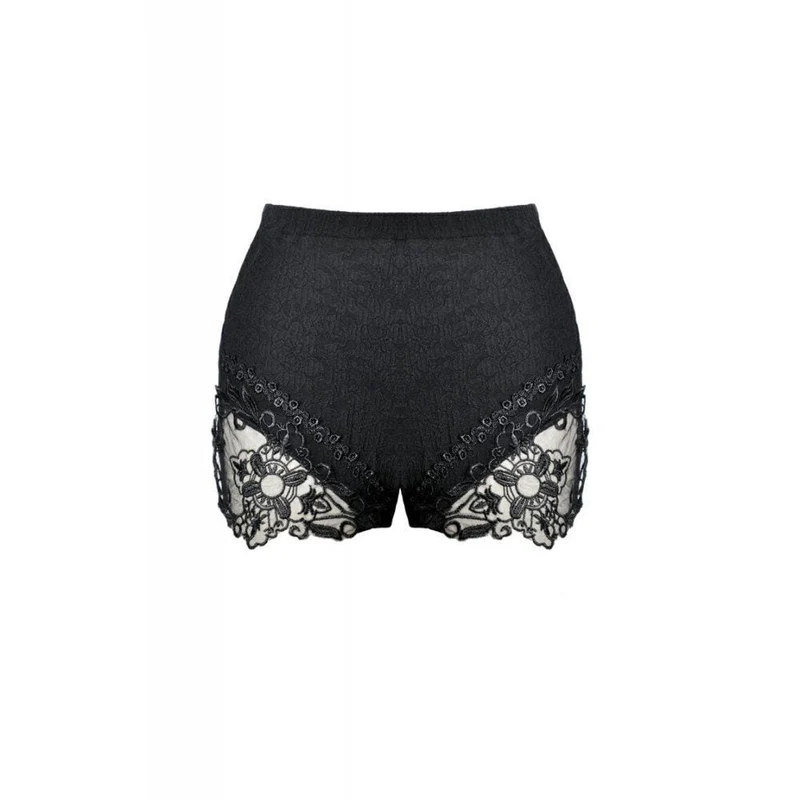 Kurze Gothic-Leggings mit floralen Spitzenseiten für Damen