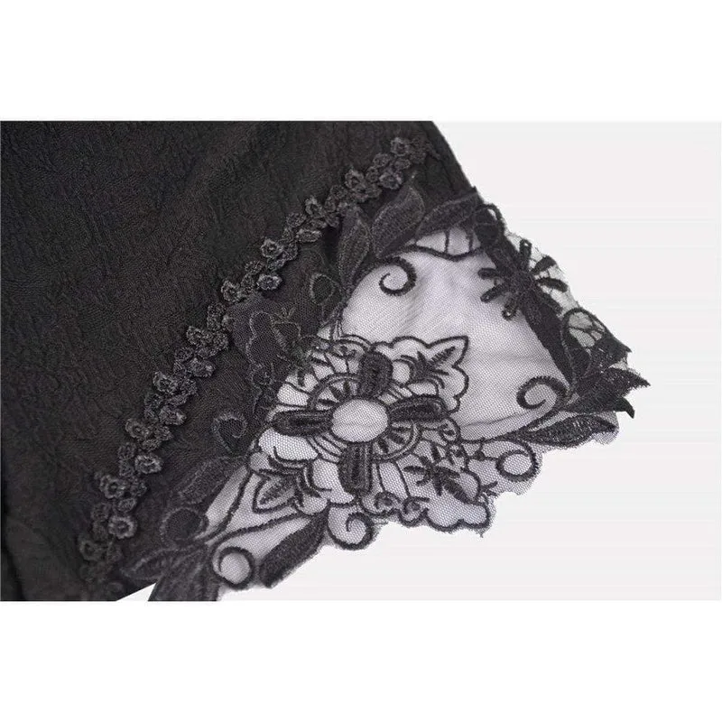 Kurze Gothic-Leggings mit floralen Spitzenseiten für Damen