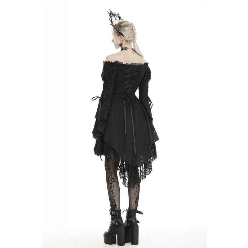 Gothic Off-Shoulder-Träger-Mesh-Kleider für Damen