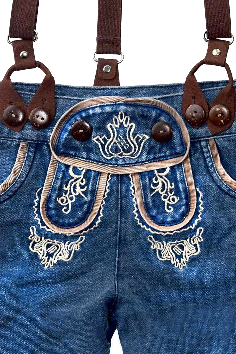 Baby Jeans Lederhosenstyle mit Hosenträger