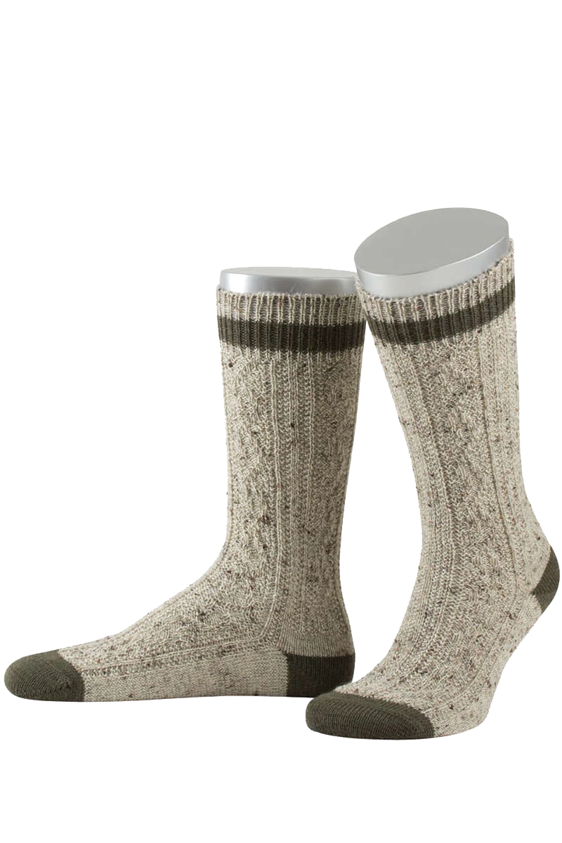 Trachten-Schopper-Socke Loden-Tweed mit braunem Bund