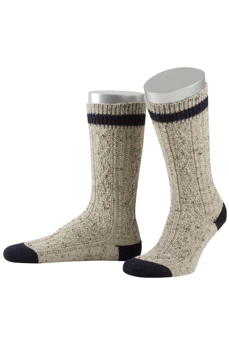 Trachten-Schopper-Socke Loden-Tweed mit braunem Bund