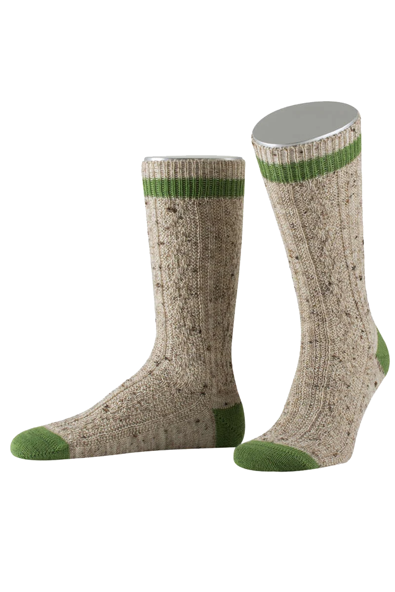 Trachten-Schopper-Socke Loden-Tweed mit braunem Bund