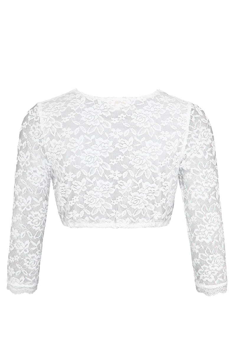 Spitzen-Dirndlbluse hochgeschlossen mit 3/4 Ärmel