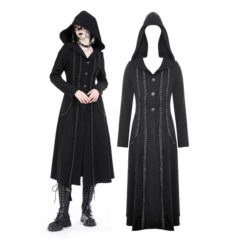 Punk-Rüschenjacke für Damen mit Kapuze