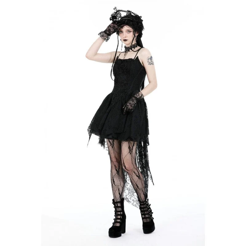 Damen Gothic Rose High-Low-Slip-Hochzeitskleid