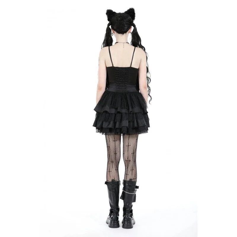 Gothic-Kleid für Damen, zweifarbig, mehrlagig, Abschlusskleid