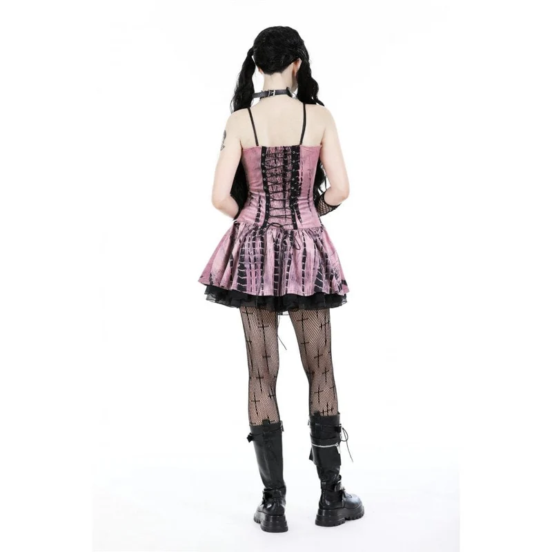 Punk-Abendkleid für Damen mit Batikmuster und Mesh-Einsätzen