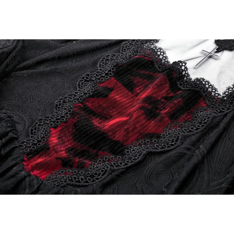 Gothic-Kleid für Damen mit schulterfreiem Spitzeneinsatz, Abschlusskleid