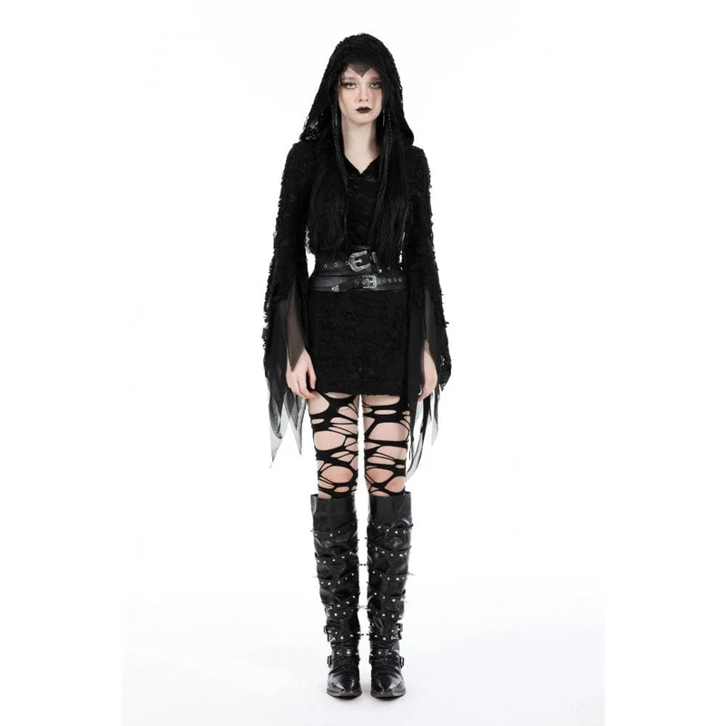 Damen-Gothic-Kleid mit ausgestellten Ärmeln und Rissen