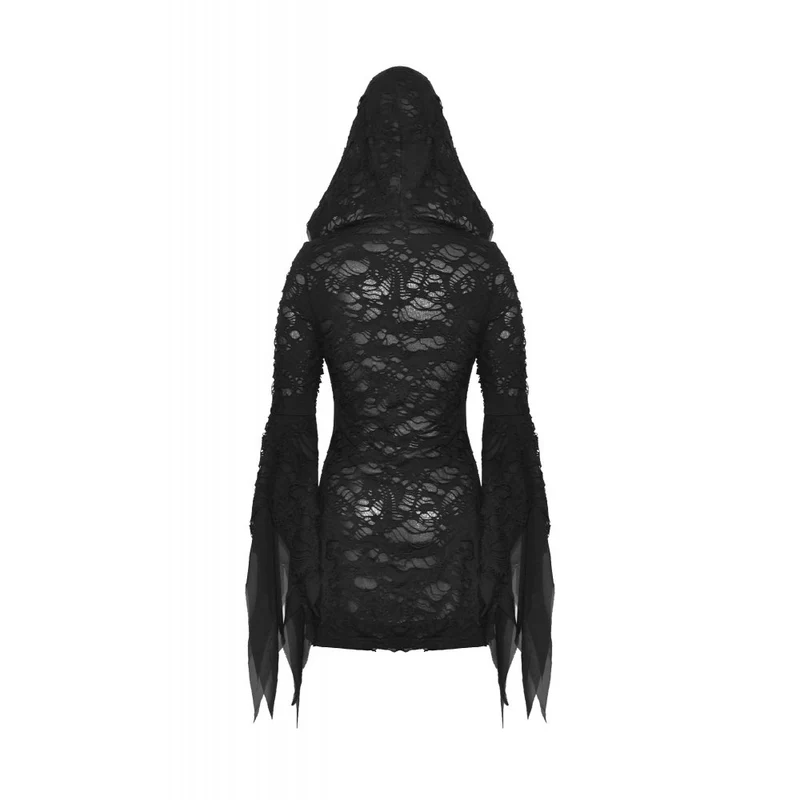 Damen-Gothic-Kleid mit ausgestellten Ärmeln und Rissen
