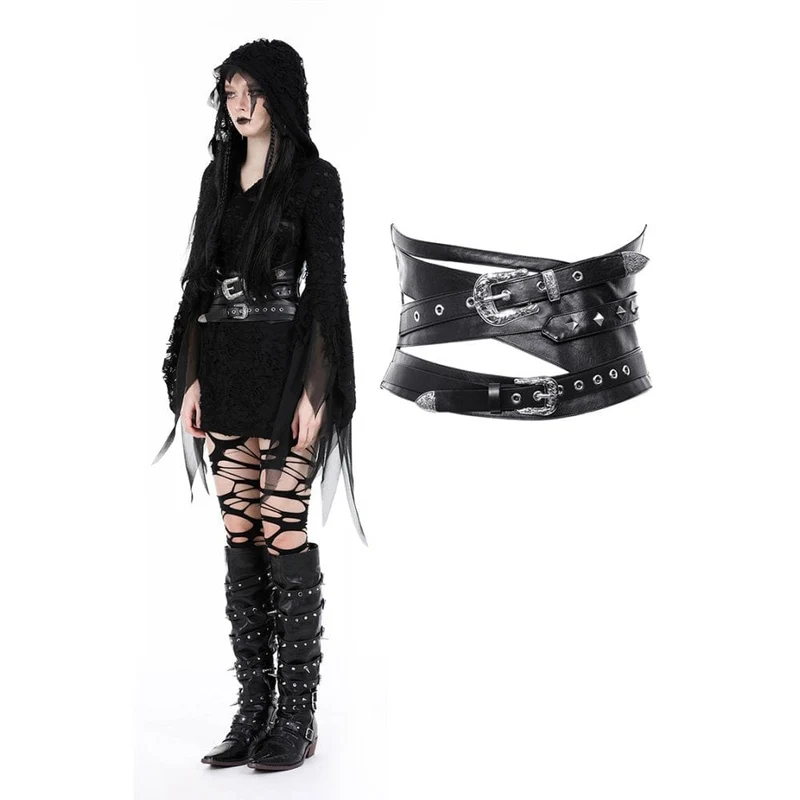 Damen Gothic Unterbrustkorsett aus Kunstleder mit Nietenschnalle