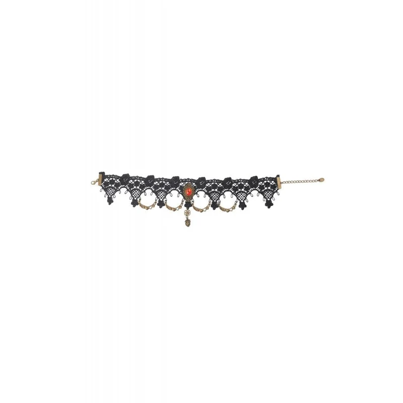 Gothic-Halsband aus Ruby-Spitze für Damen