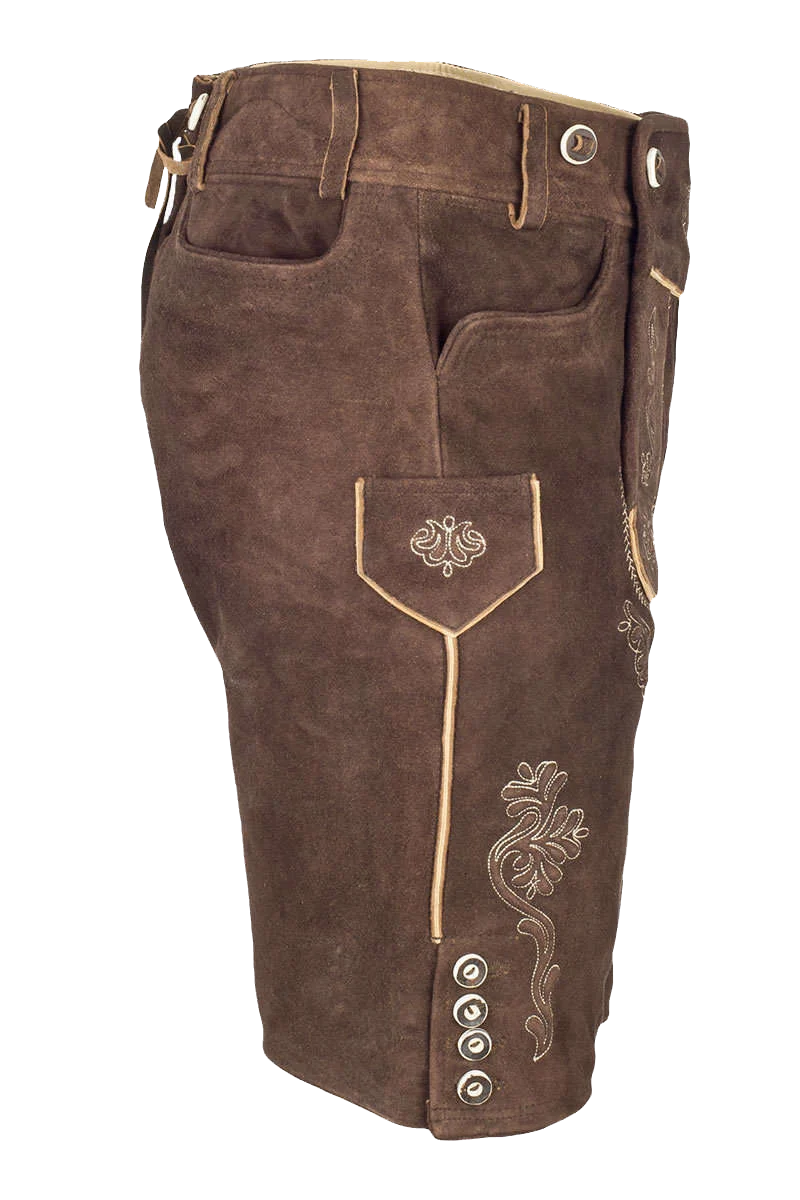 Lederhosenset kurz mit Träger dunkelbraun