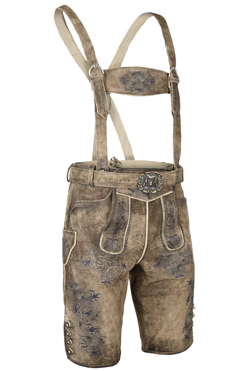 Kurze Herren Lederhose mit Gürtel und Träger