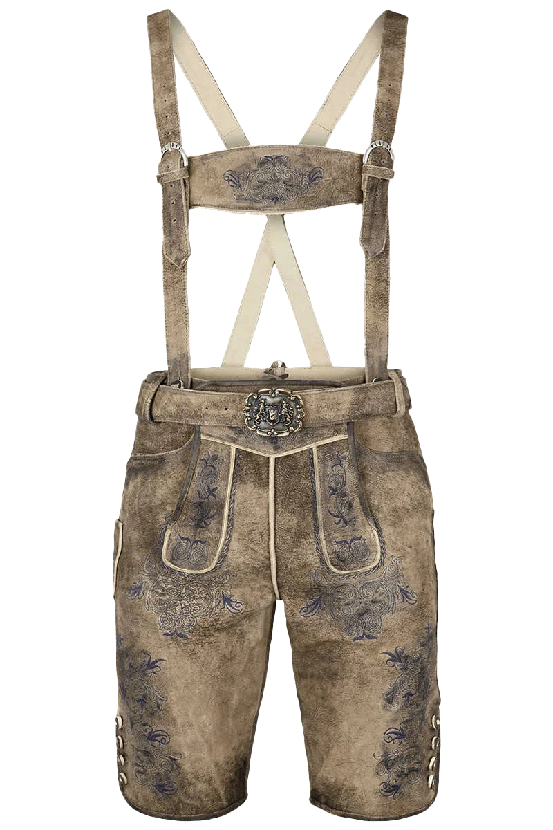 Kurze Herren Lederhose mit Gürtel und Träger