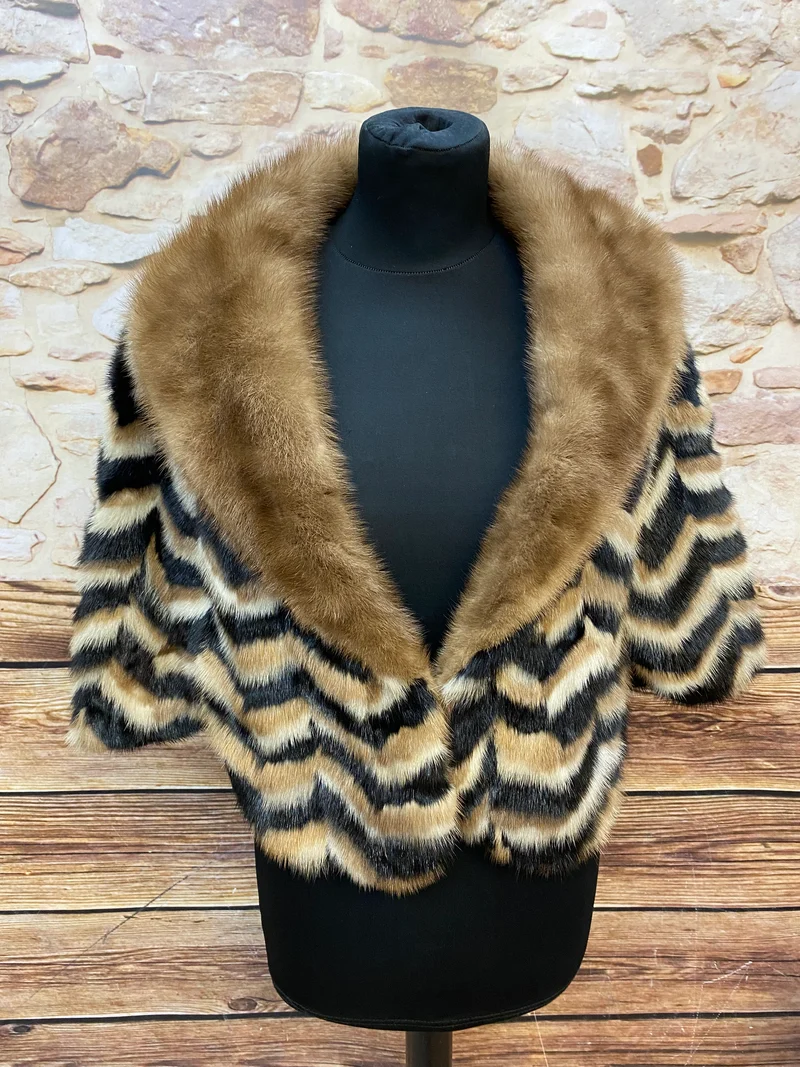 40er Jahre Pelzcape Cape Nerz True Vintage, Fell Pelz Gr.S