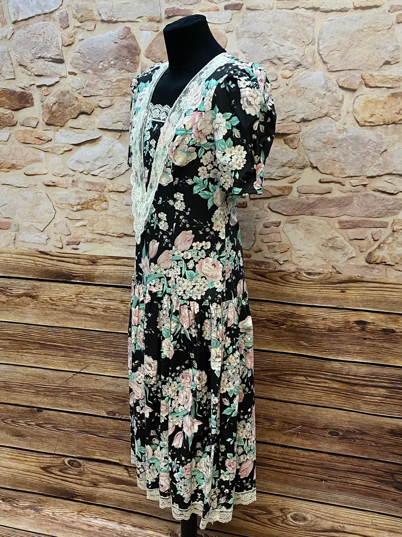 Vintage Kleid geblümt Baumwolle 80/90er Jahre gr.42