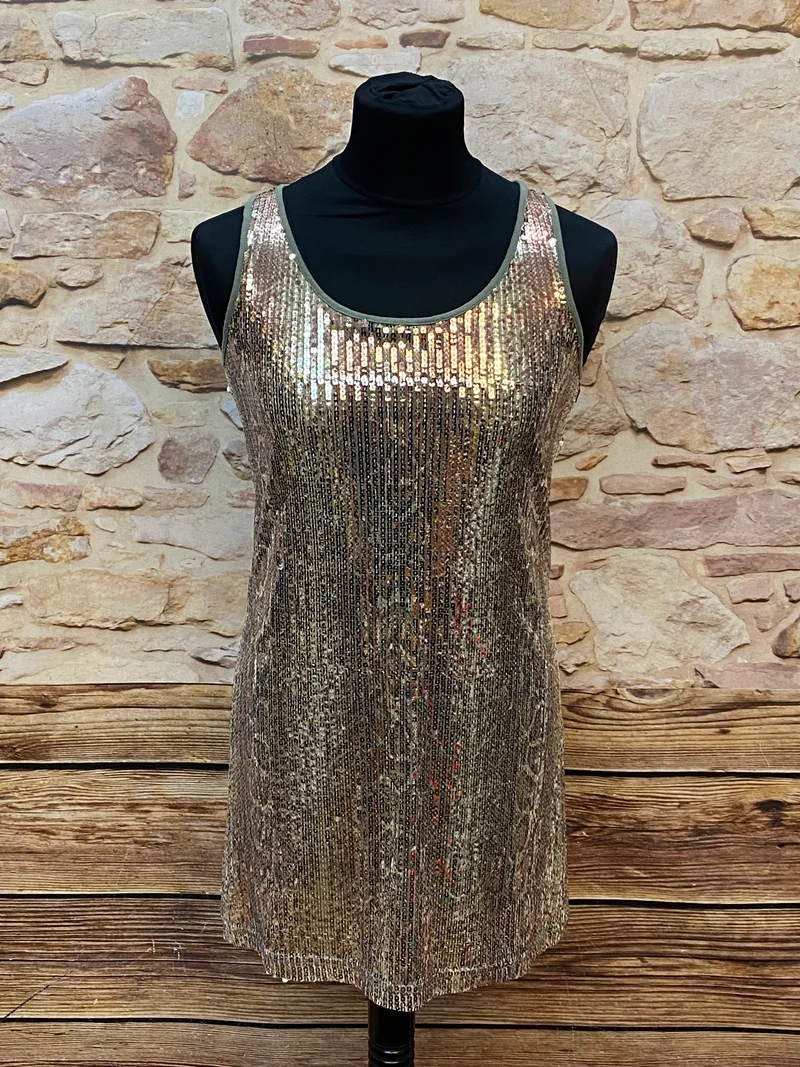 Cocktailkleid gold Pailletten Mini Soul Gr. S Party