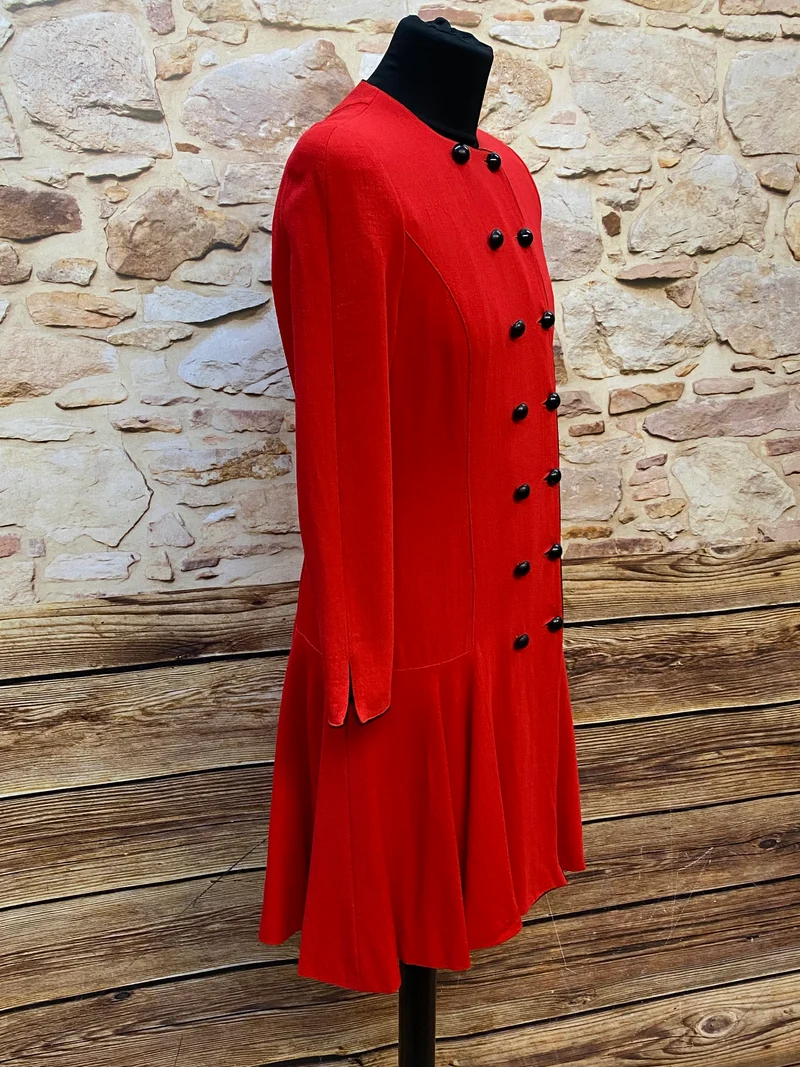 20er Jahre Tageskleid Rot Gr. 42 mit tiefer Taille