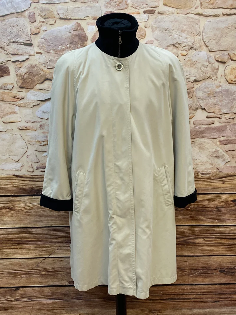 Secondhand Trenchcoat für Damen beige/schwarz ca.Gr.44 Vintage